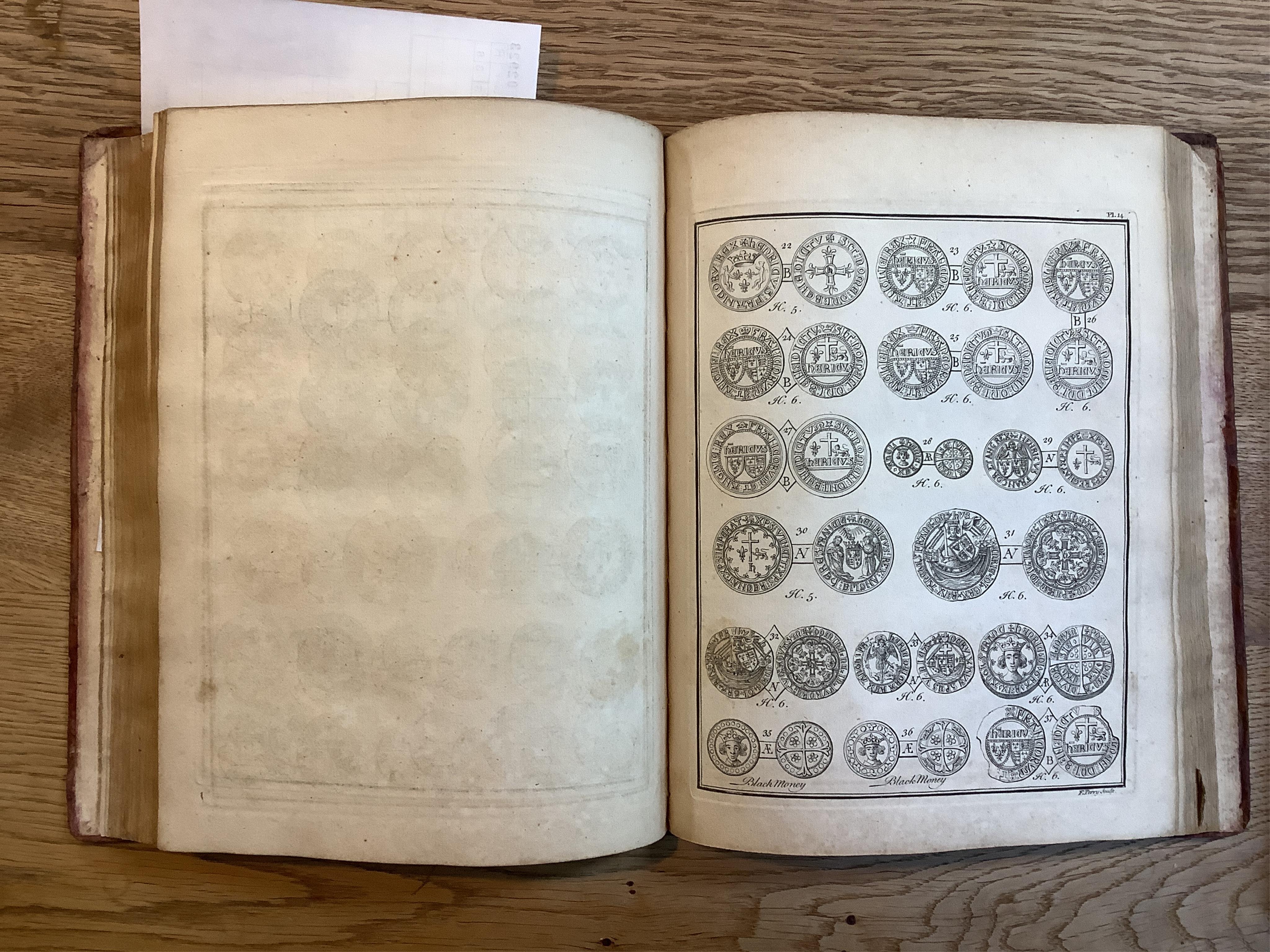 Ducarel, A.C. A series of about 200 Anglo-Gallic, or Norman and Aquitain coins of the ancient Kings of England, London 1757, first edition, bound with Pegge, S. An essay on the coins of Cunobelin...London 1766, 4to, cont